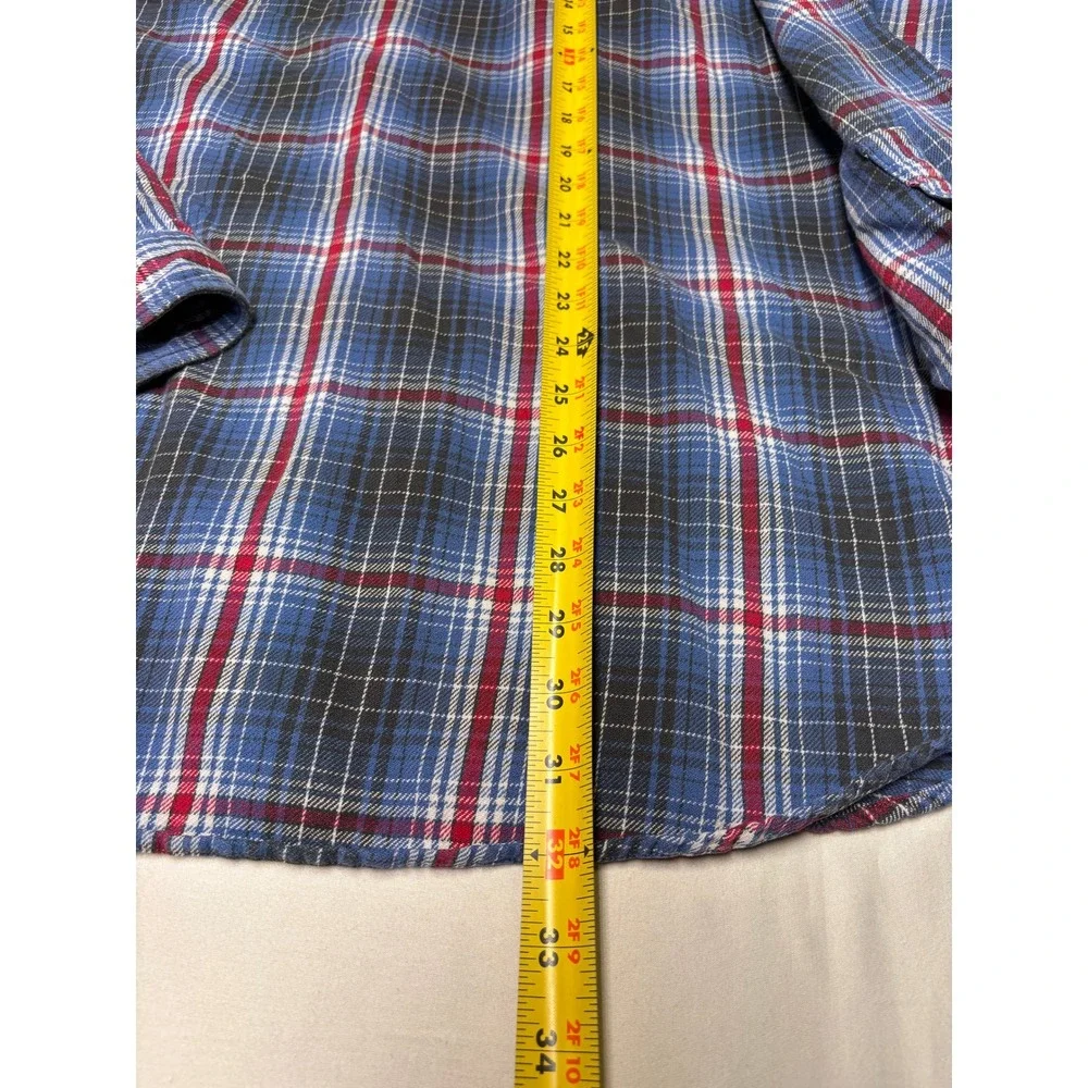 Polo Country Ralph Lauren Mens 3XB Blue Plaid Flannel Button-Up Pockets Shirt